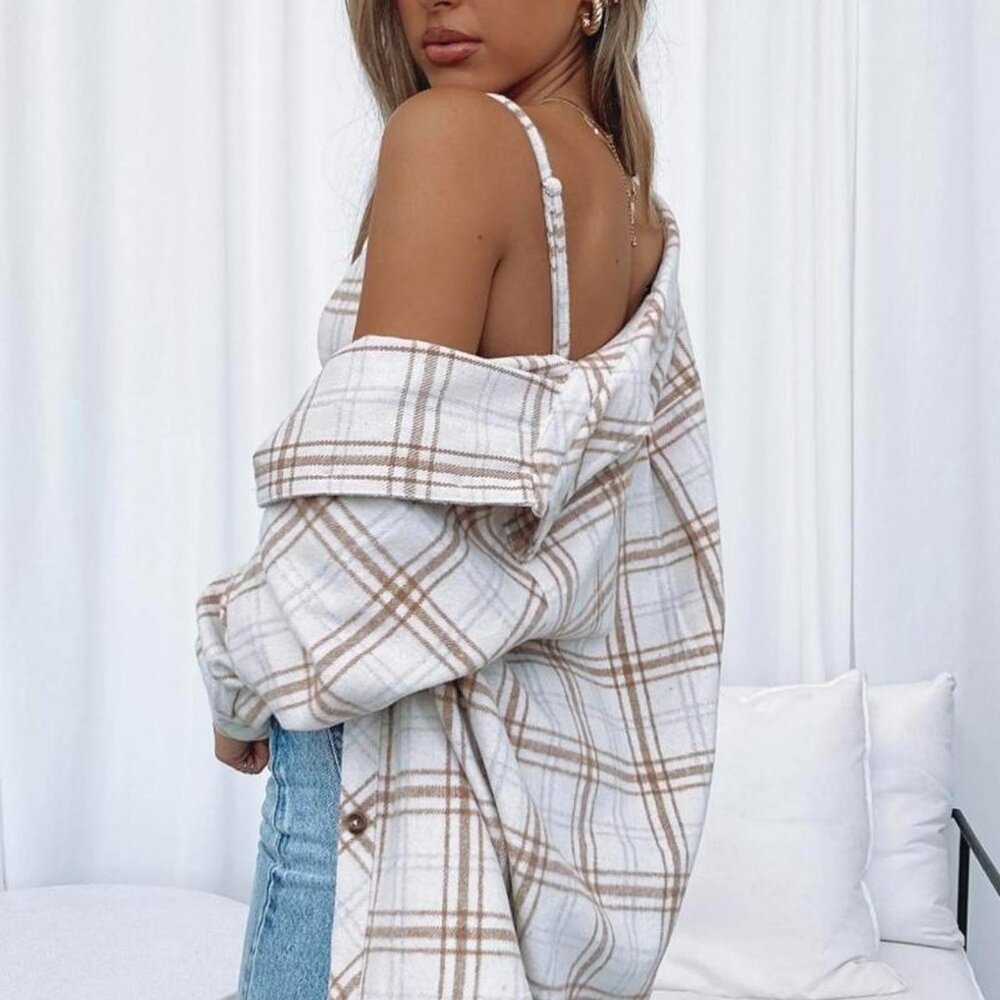 White Fox Boutique Beige Flannel